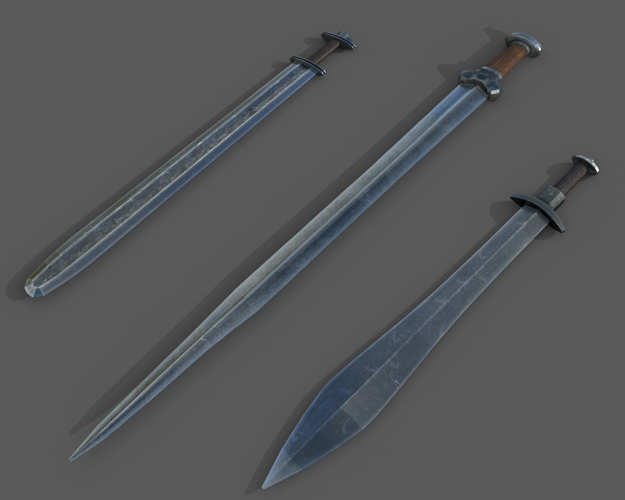 HQ Medieval weapons for games - Swords and axe Free low-poly 3D model_5