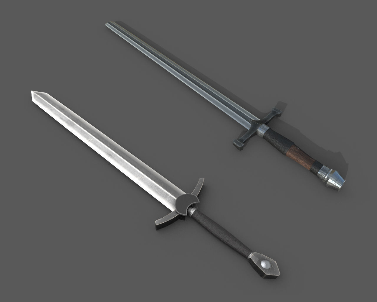 HQ Medieval weapons for games - Swords and axe Free low-poly 3D model_4