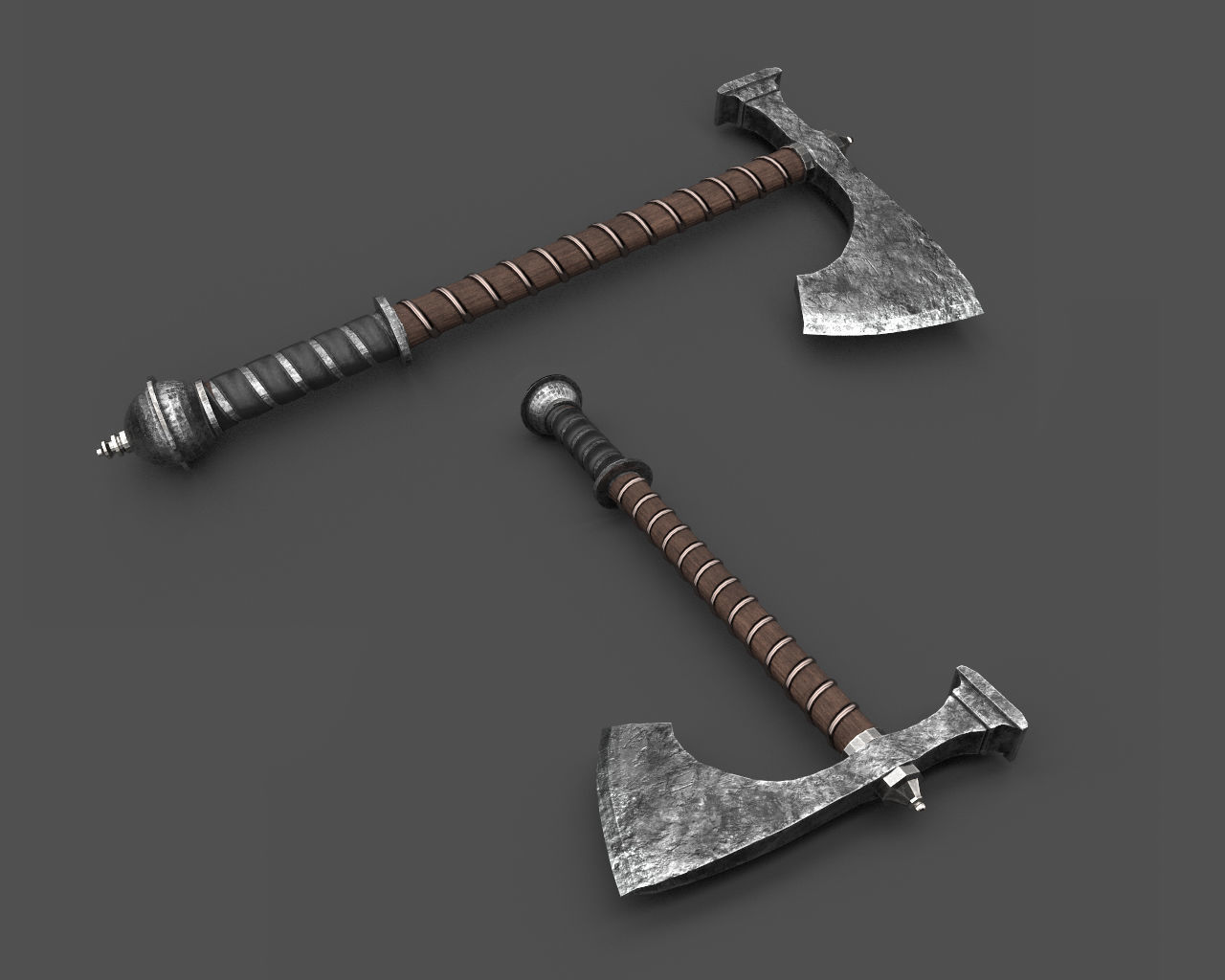 HQ Medieval weapons for games - Swords and axe Free low-poly 3D model_1