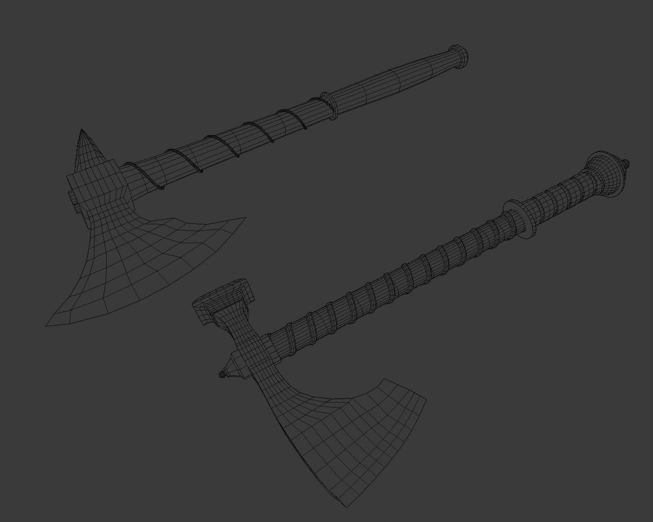 HQ Medieval weapons for games - Swords and axe Free low-poly 3D model_9