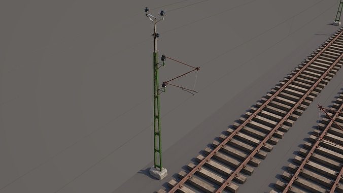 railway and overhead lines 3D model