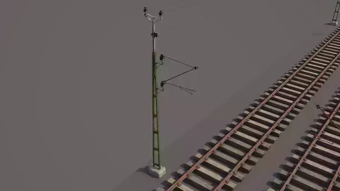 railway and overhead lines 3D model