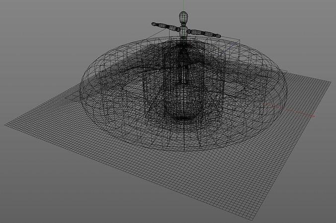 Primitives 1 wire structure with ball in middle Free low-poly 3D model