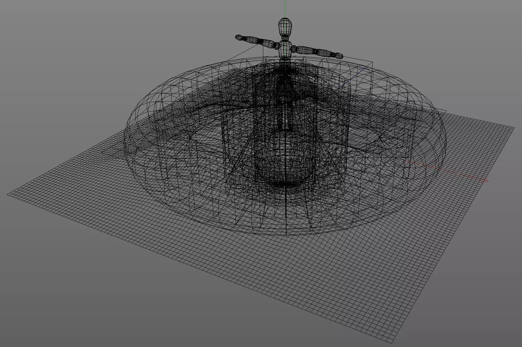 Primitives 1 wire structure with ball in middle Free low-poly 3D model_0