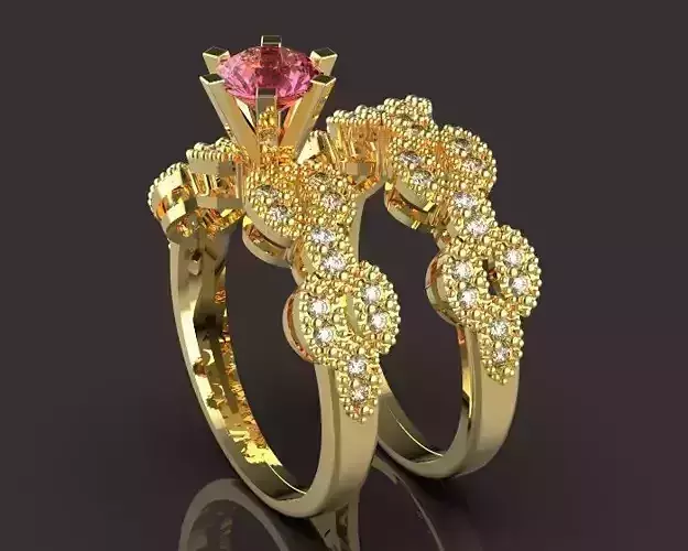 engagemen Ring and back ring Silver Gold  Print 3D print model