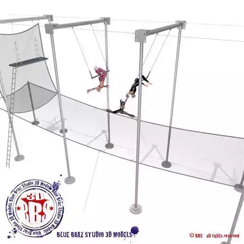 trapeze aerial trampoline 3D model