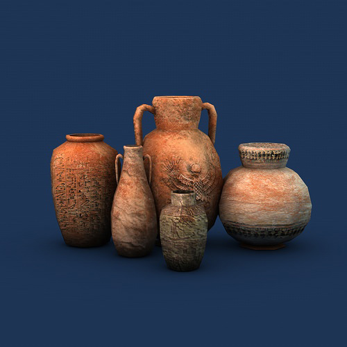 Egyptian Pottery Collection Low-poly 3D model_5