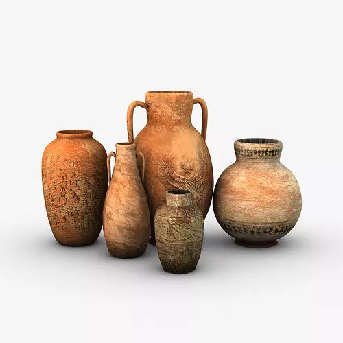 Egyptian Pottery Collection Low-poly 3D model_0