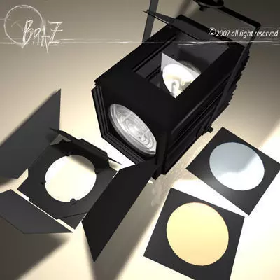 Stage light and Fresnel 2 3D model_0