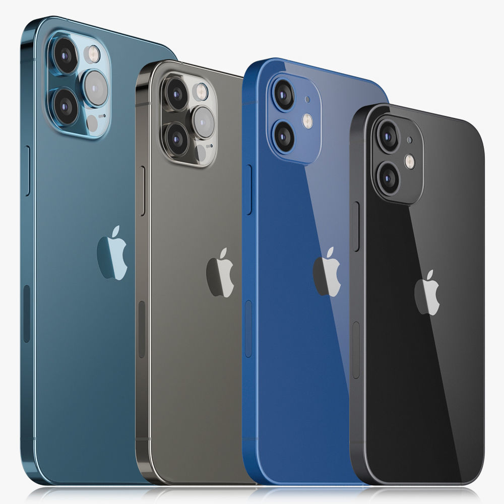 Apple iPhone 12 mini and 12 and 12 pro and 12 pro MAX 3D model_1