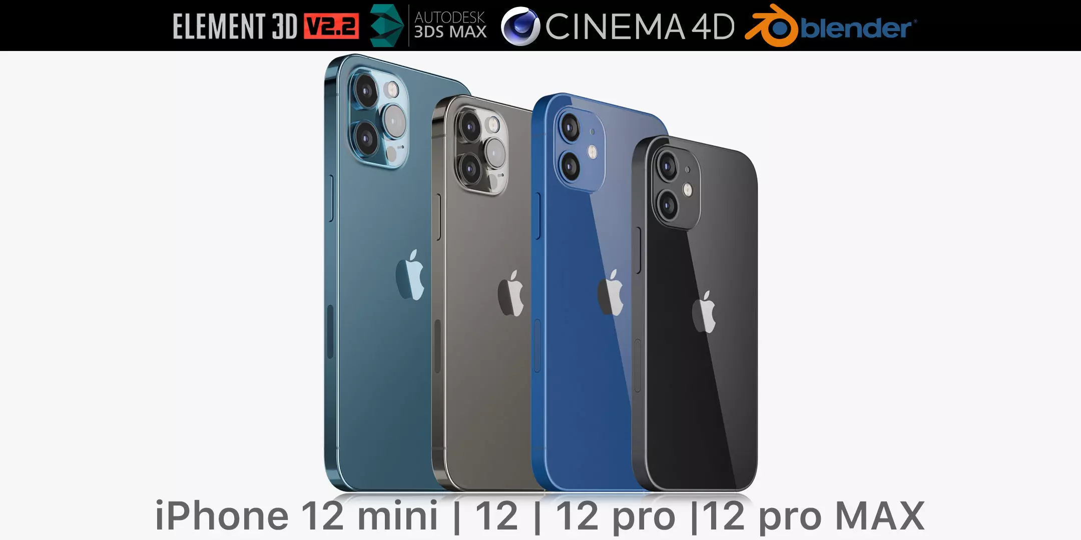 Apple iPhone 12 mini and 12 and 12 pro and 12 pro MAX 3D model_0