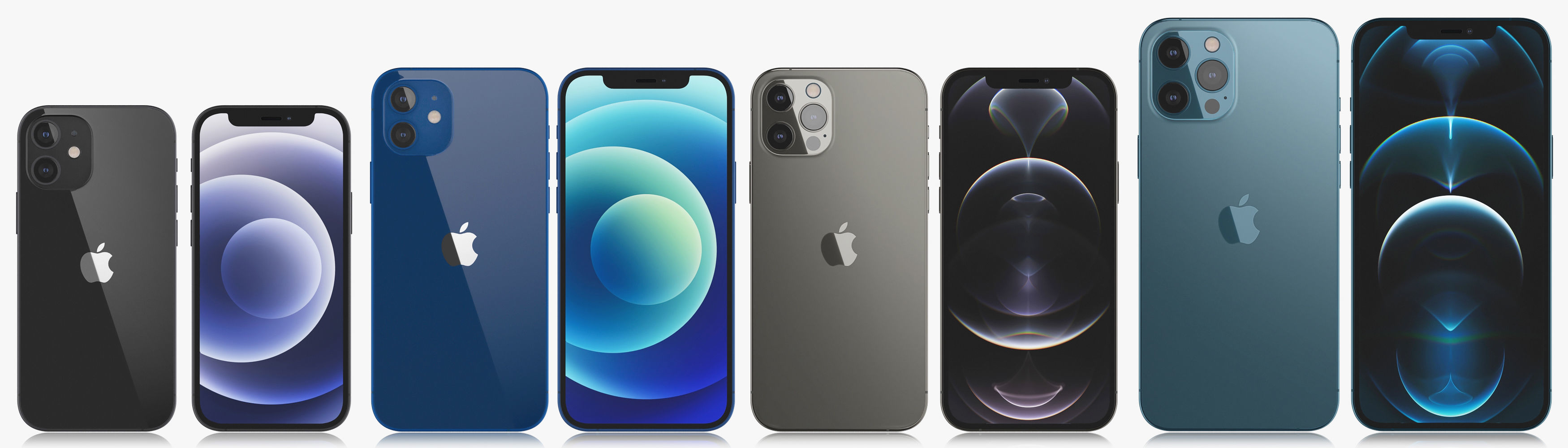 Apple iPhone 12 mini and 12 and 12 pro and 12 pro MAX 3D model_2