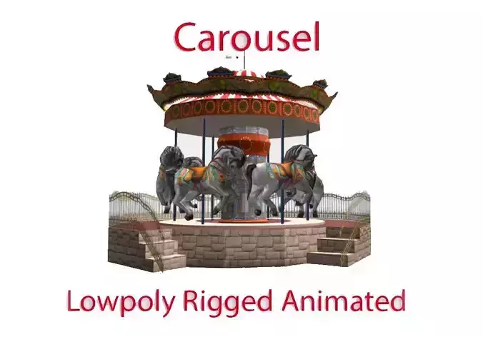 Spinning carousel with horses up and down