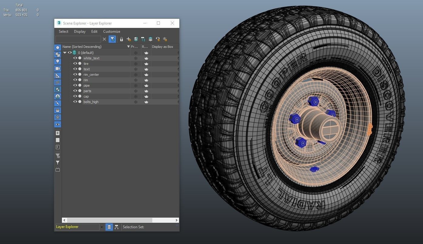 Offroad truck wheel 3D model_9