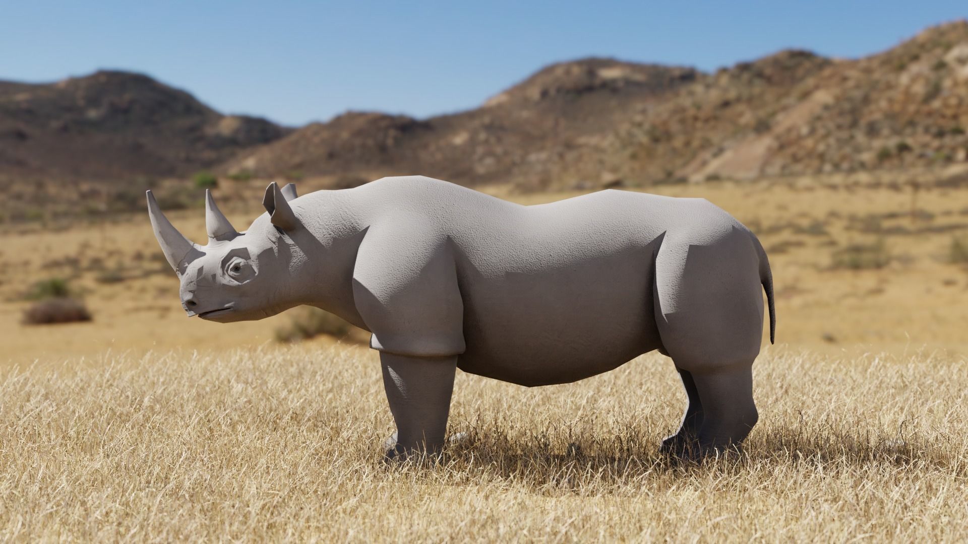 Rhinoceros Low-poly 3D model_4