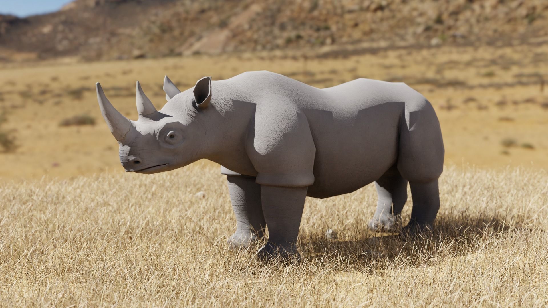 Rhinoceros Low-poly 3D model_2