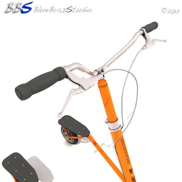 trikke orange scooter 3D model_5