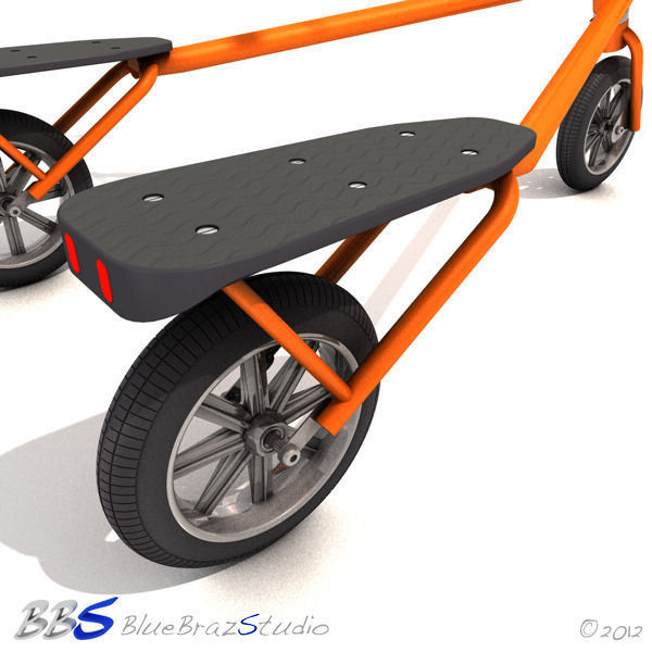 trikke orange scooter 3D model_4