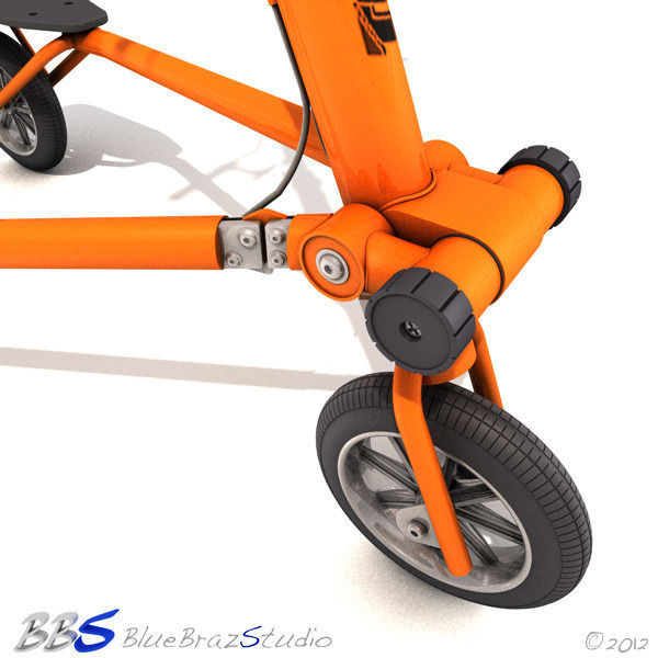 trikke orange scooter 3D model_2