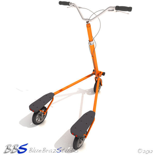 trikke orange scooter 3D model_3