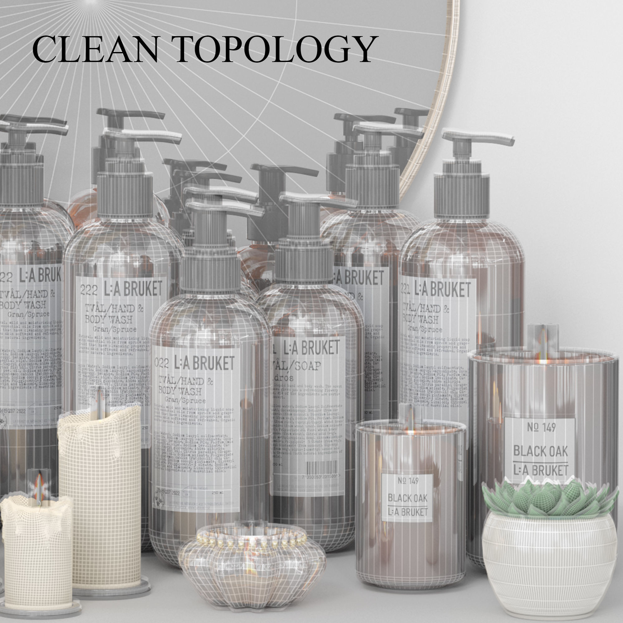 LA Bruket decor set for bathroom-04 3D model_5