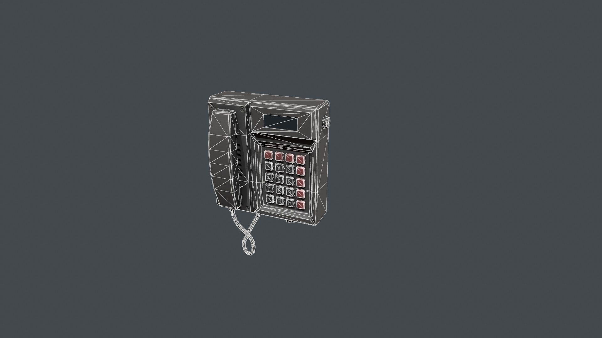 Wall Mounted Phone Low-poly 3D model_11