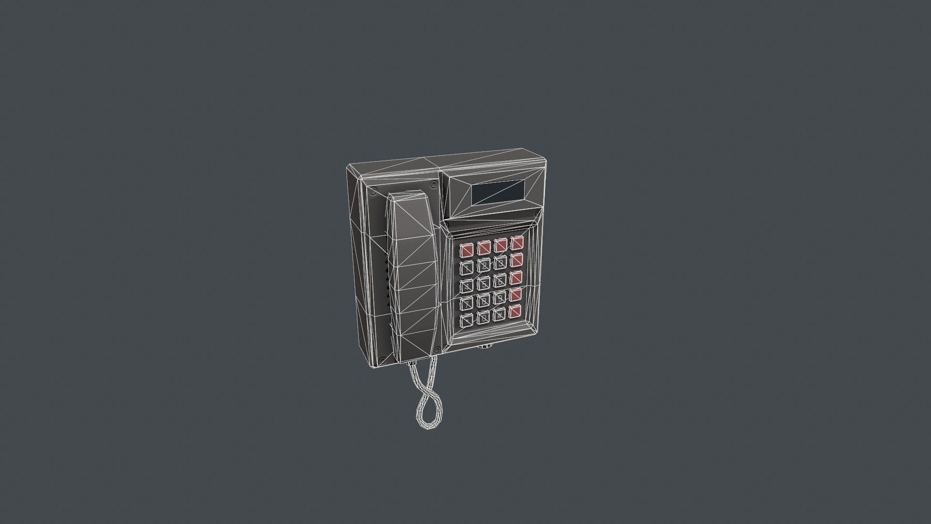 Wall Mounted Phone Low-poly 3D model_10