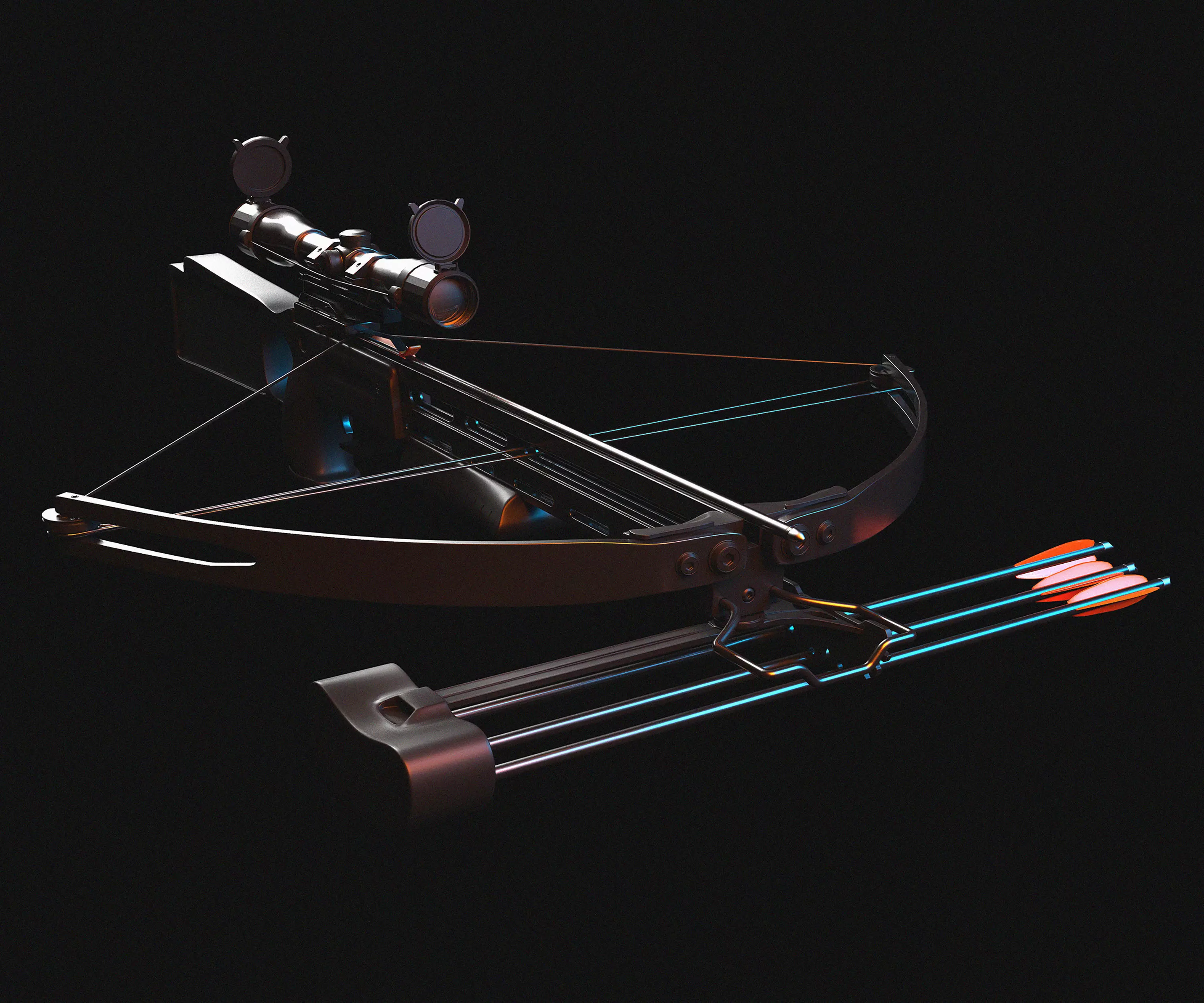 Crossbow bow and arrow 3D model_0