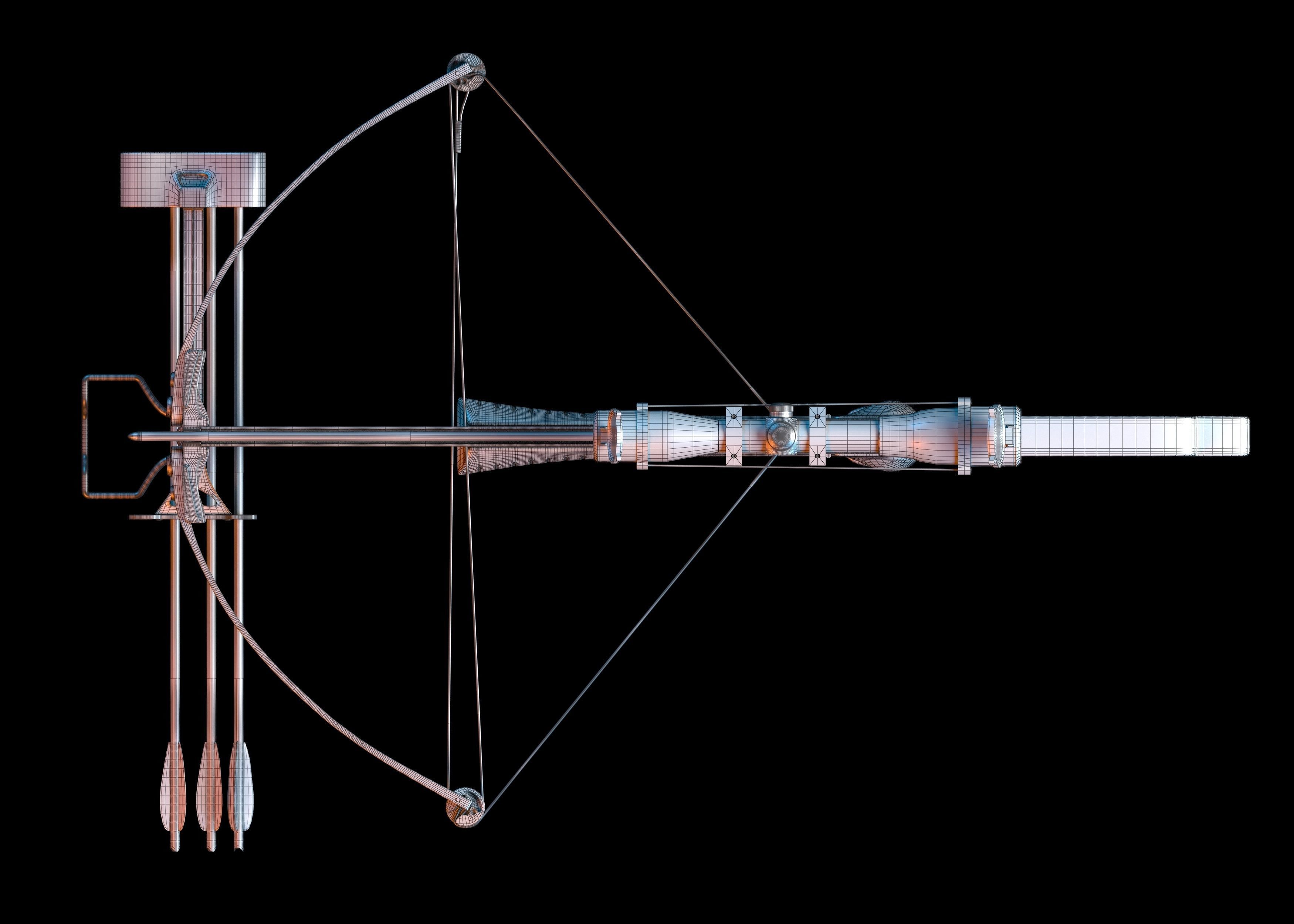 Crossbow bow and arrow 3D model_6