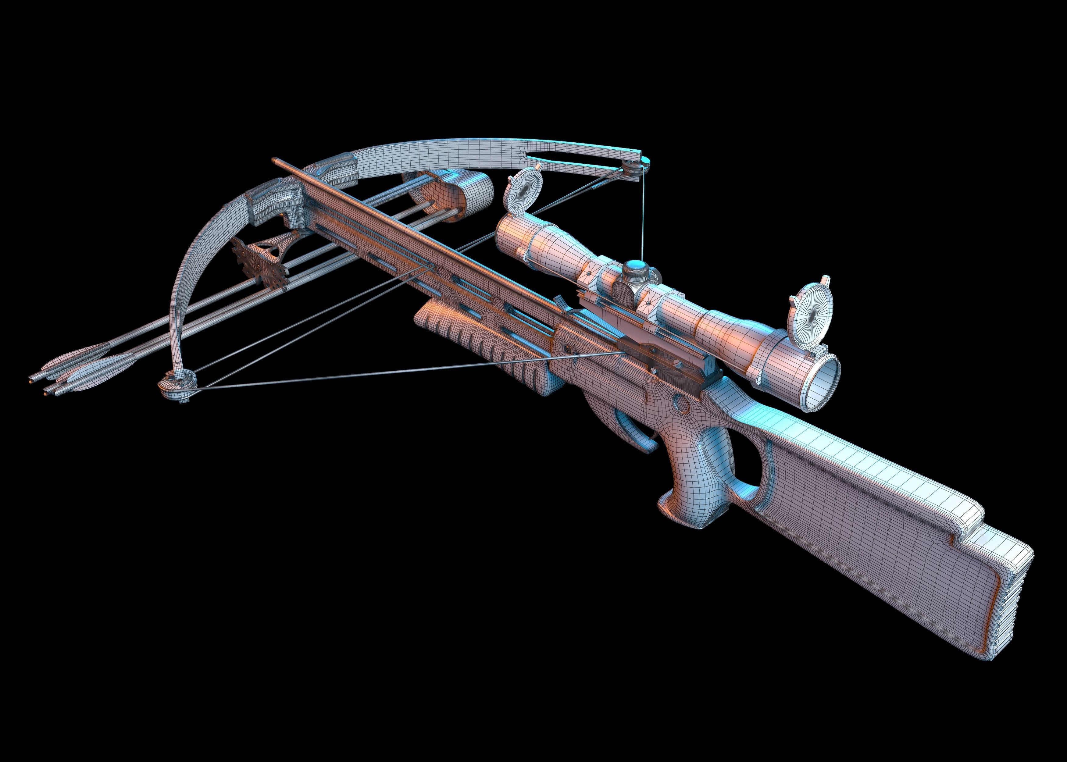 Crossbow bow and arrow 3D model_8