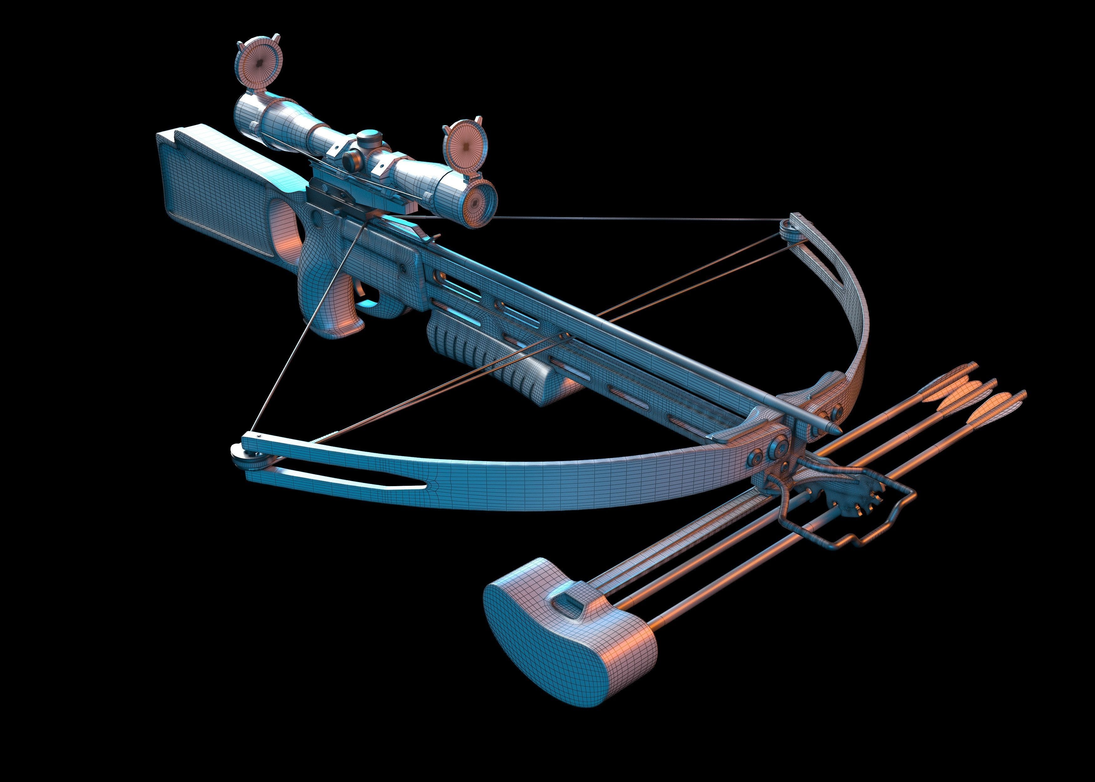 Crossbow bow and arrow 3D model_9