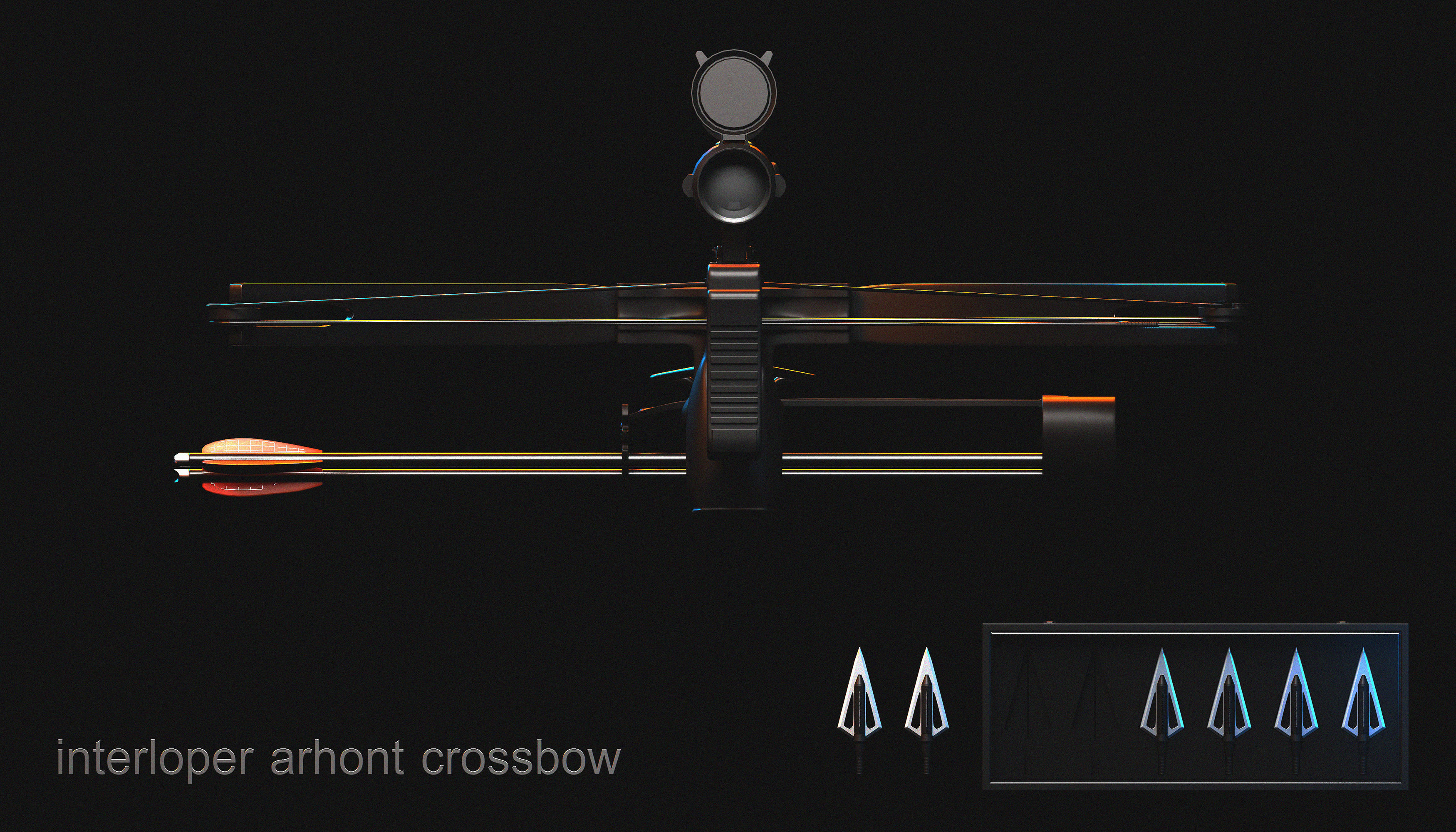 Crossbow bow and arrow 3D model_4