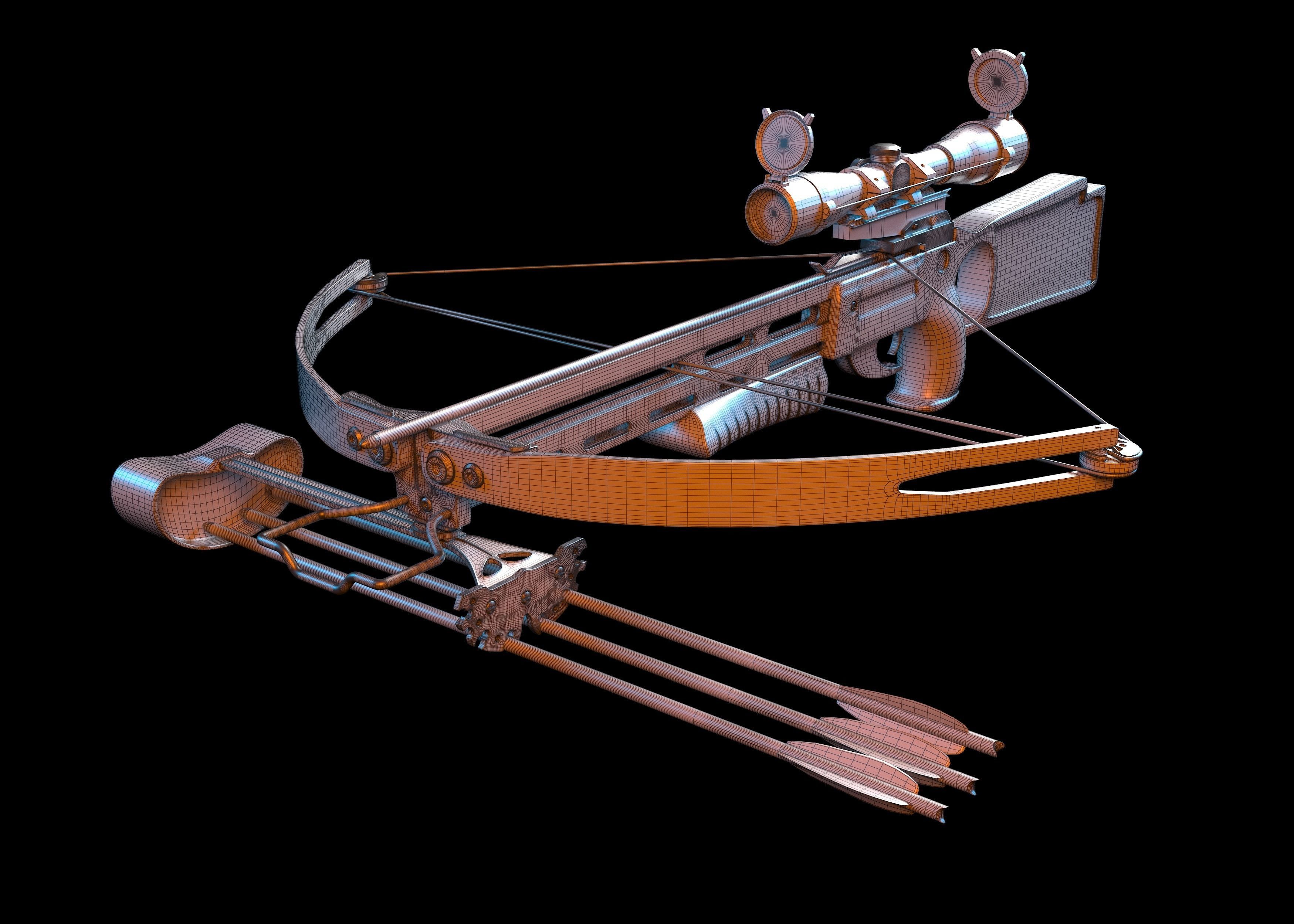 Crossbow bow and arrow 3D model_7