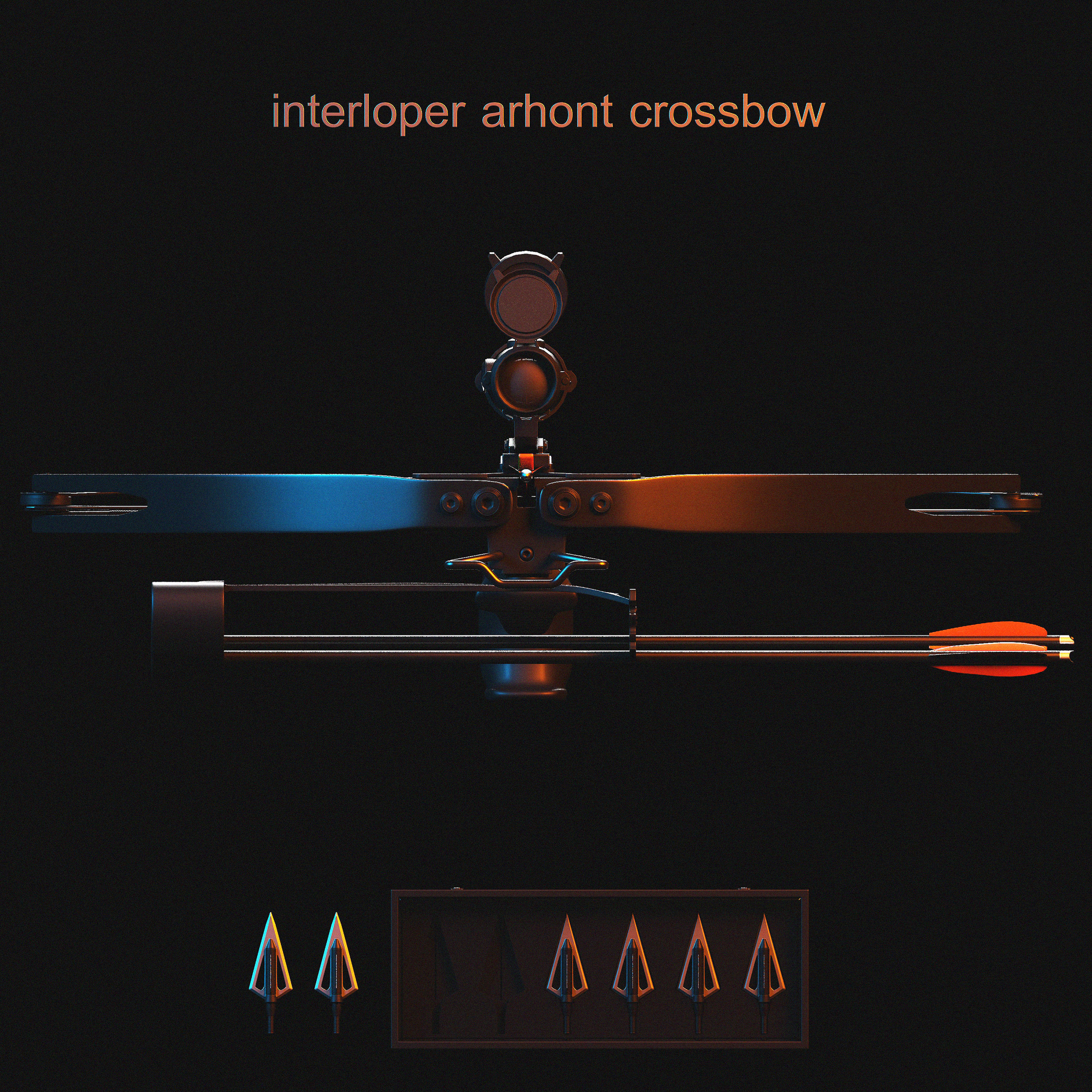 Crossbow bow and arrow 3D model_3