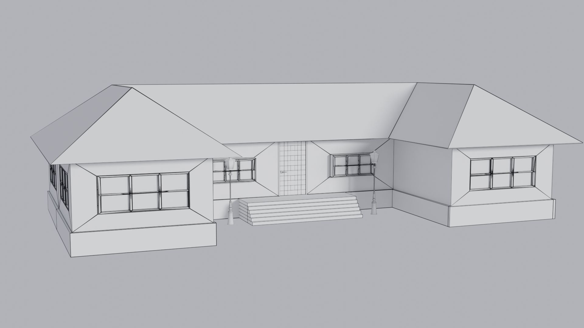House with roof Low-poly 3D model_8