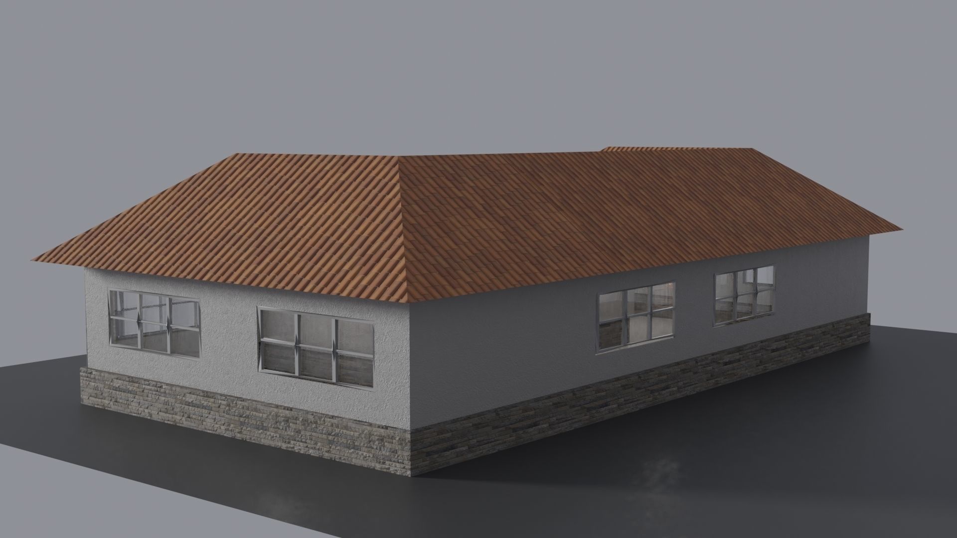 House with roof Low-poly 3D model_4