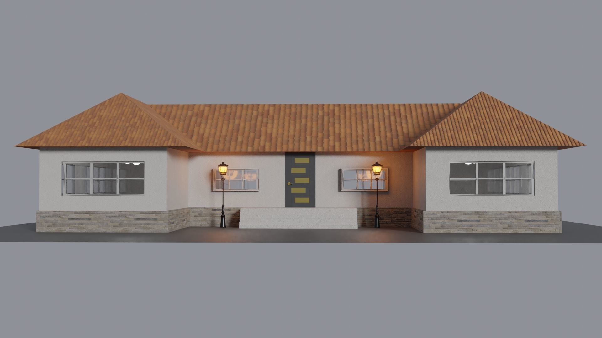 House with roof Low-poly 3D model_5