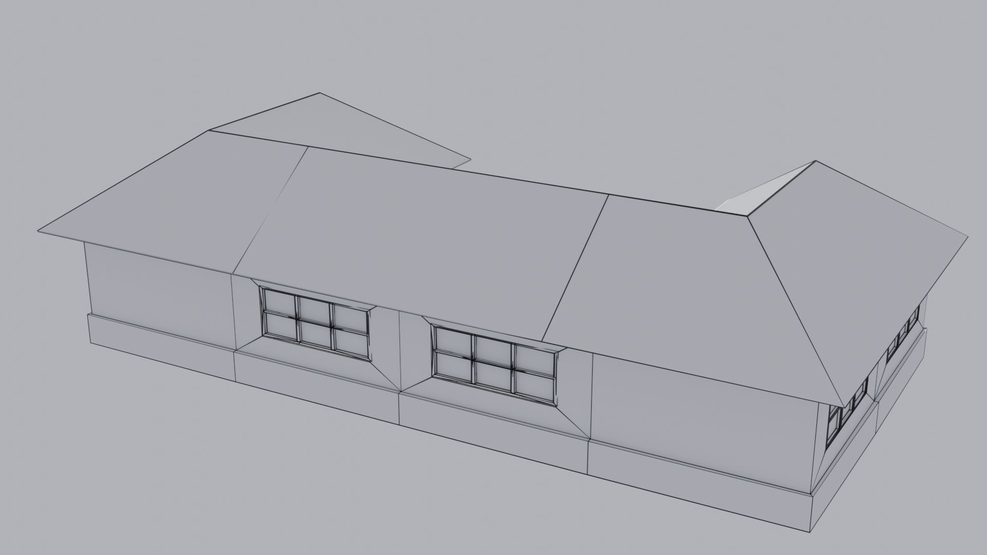 House with roof Low-poly 3D model_3
