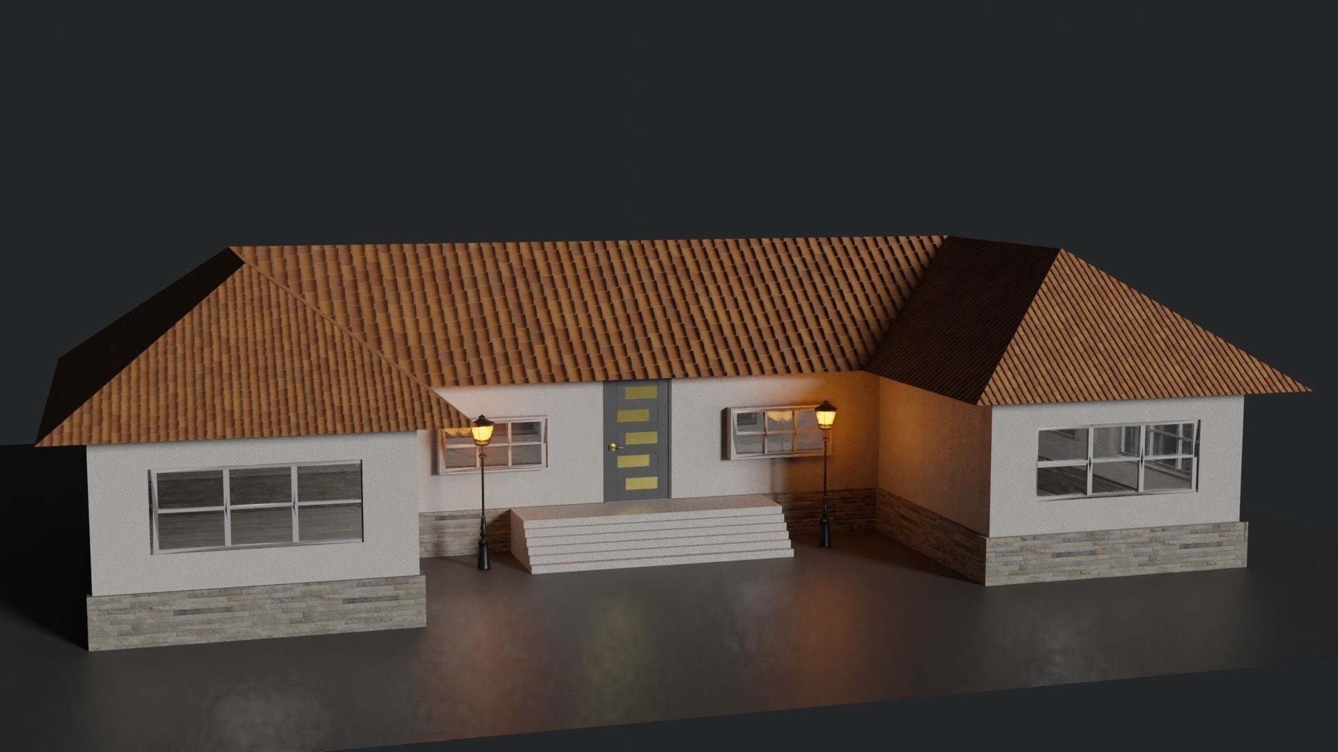 House with roof Low-poly 3D model_7
