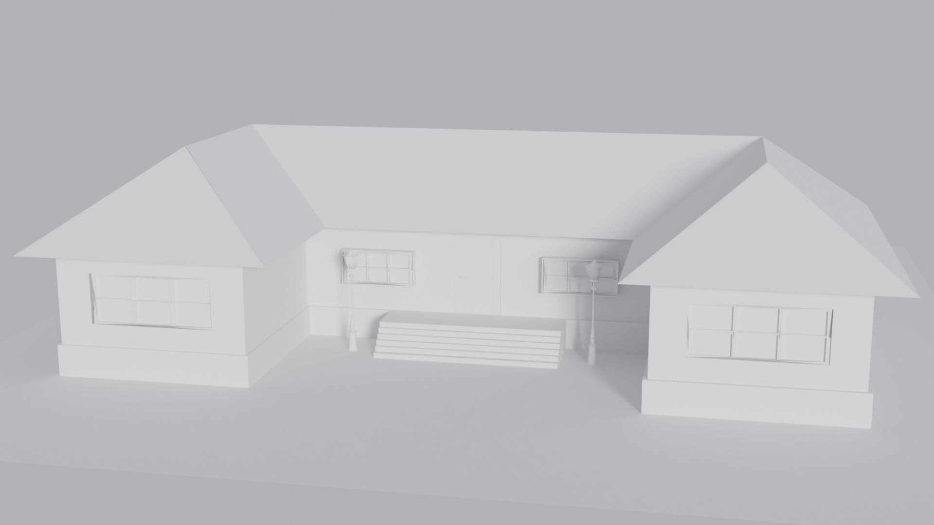 House with roof Low-poly 3D model_11