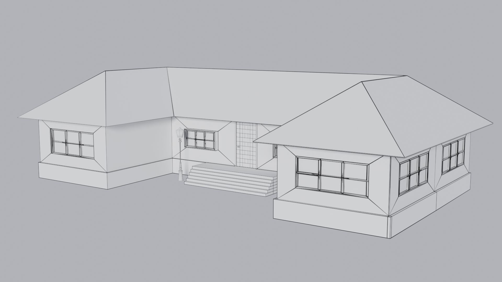 House with roof Low-poly 3D model_10