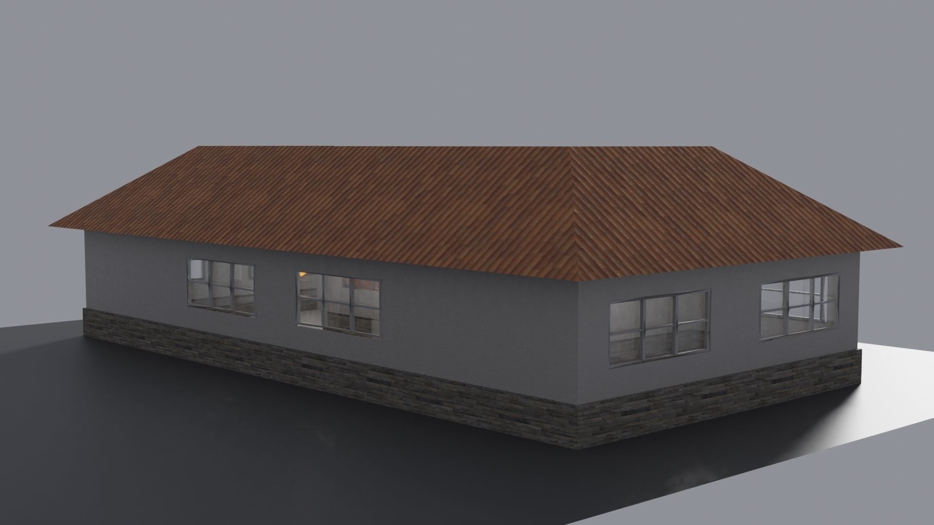 House with roof Low-poly 3D model_2