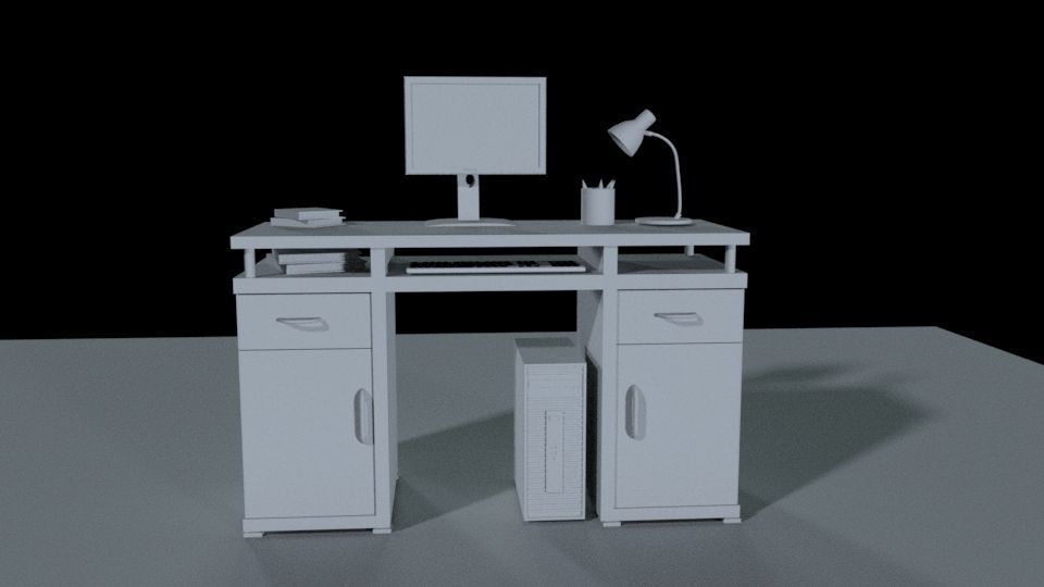 desk computer 3D model_1