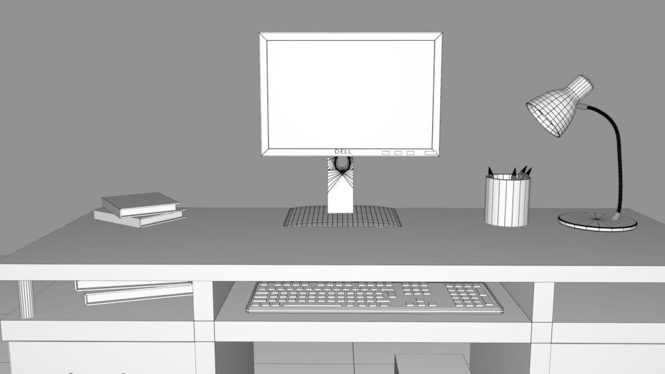 desk computer 3D model_5