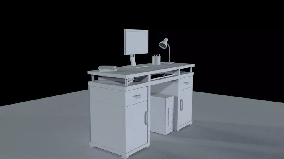 desk computer 3D model_0