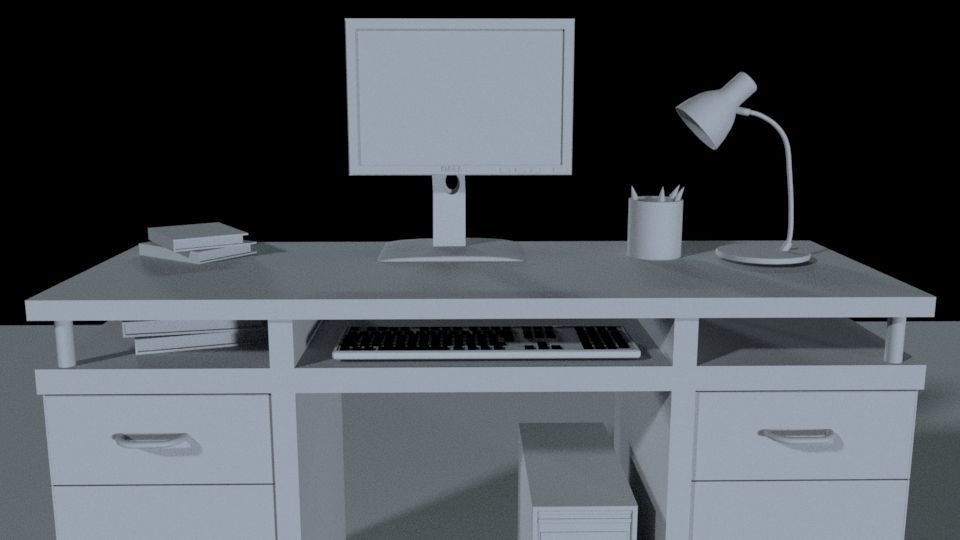 desk computer 3D model_2