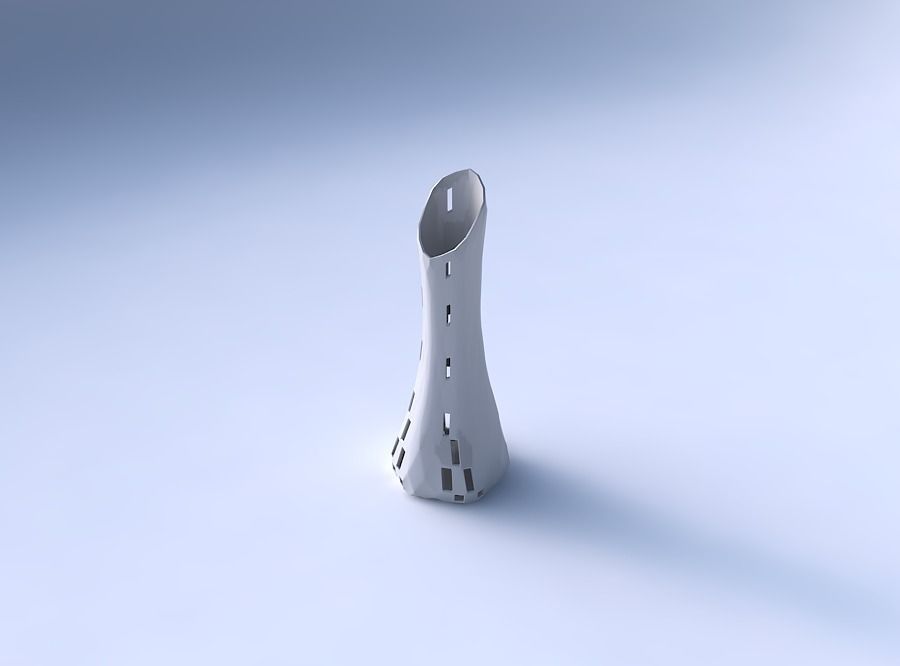 Vase squeezed and bent hexagon with checker grid lattice 3 3D print model_3