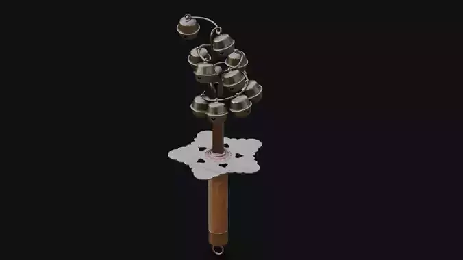 Kagura Suzu traditional Japanese instrument Low-poly 3D model