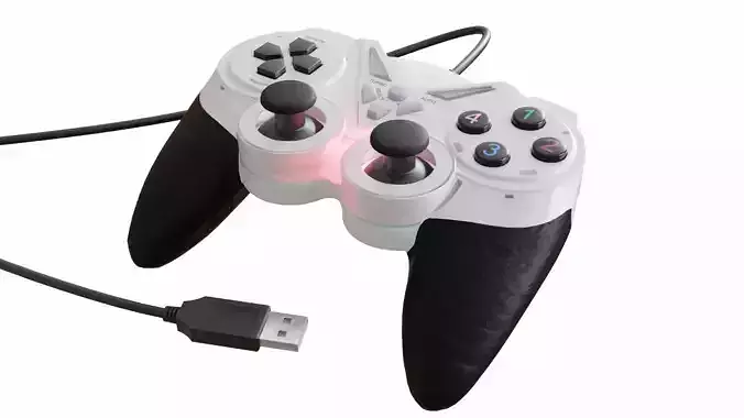 Gamepad controller with usb cable 3D model