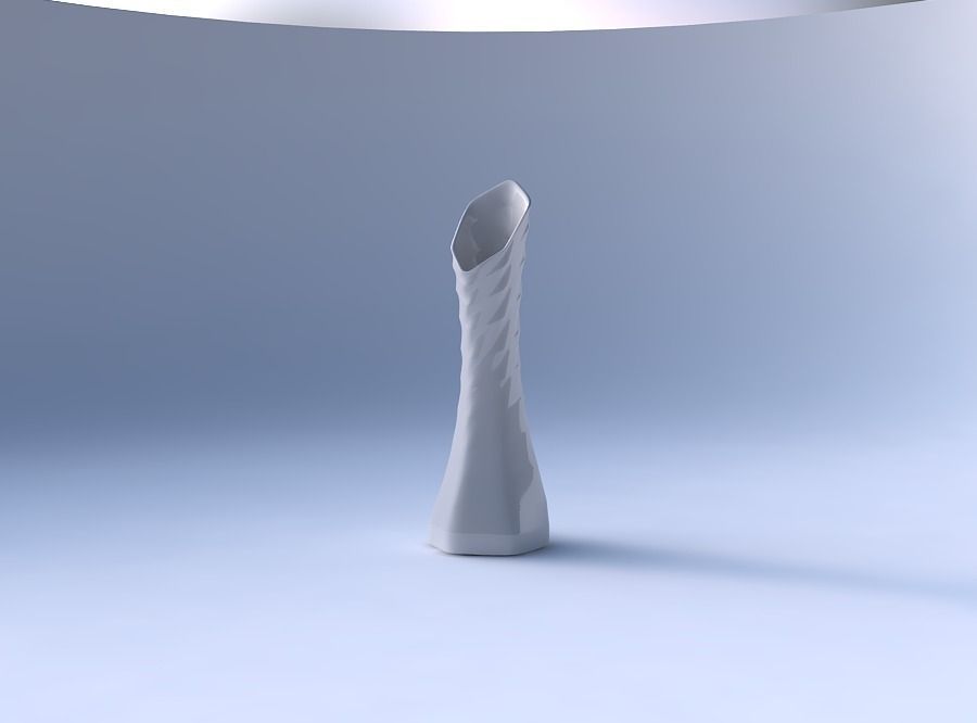 Vase squeezed and bent hexagon with curved horizontal sections 3D print model_4